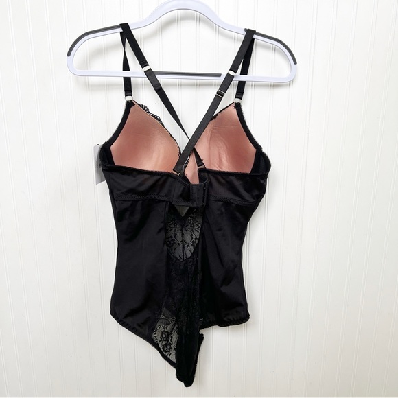 French Affair Black Lace & Nude One-Piece Sexy Lingerie Bodysuit Plus Size 2X - Picture 2 of 6